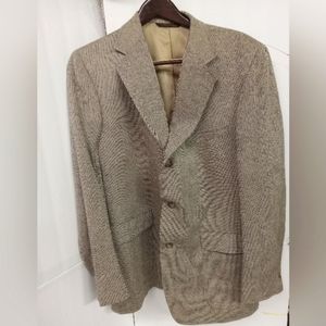 Huntington Sports Blazer Jacket Wool Beige Checkered Tweed Sz 41L